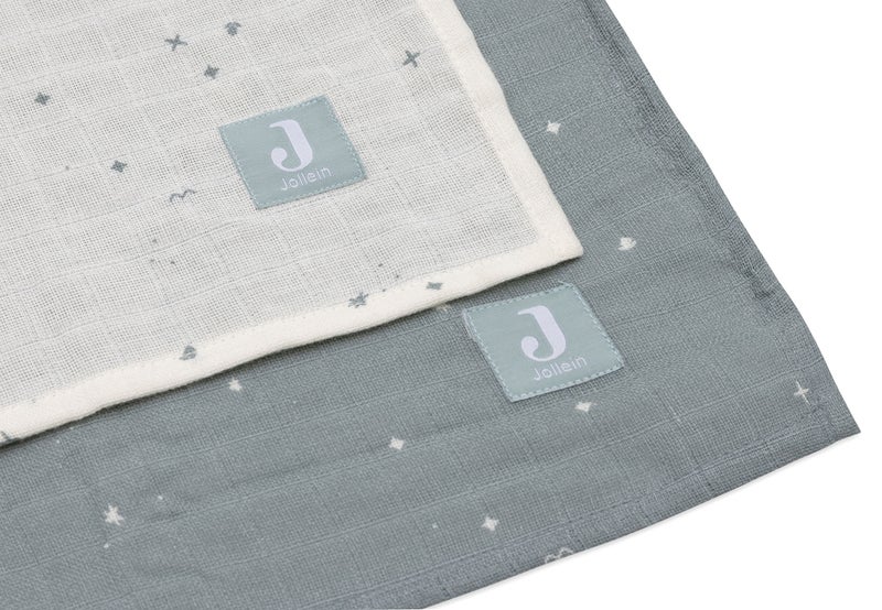 Jollein Swaddle Muslin 115x115cm Twinkling Sea Green (2pack) - Image 2